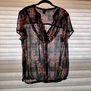 Torrid Black & Pink top, size 1 (1X 14-16)